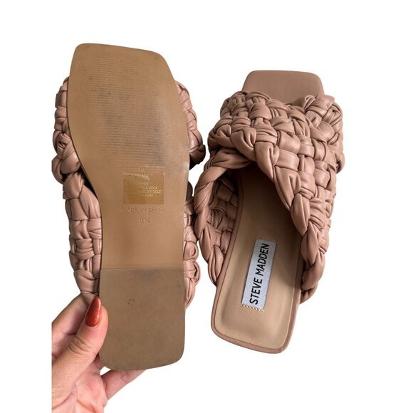 STEVE MADDEN Llarina Tan Braided Slide Sandals Size 8 - Picture 4 of 7